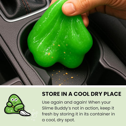 Slime Buddies Car Cleaning Gel Putty - Strawberry Scented Interior Detailing Tool for Cup Holders, Air Vents & Keyboard - Reusable Auto Detailing Accessories - Dust Remover Goop - Gifts for Men Women