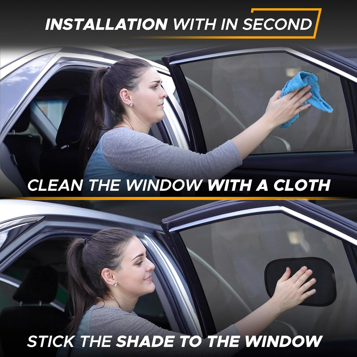 EcoNour Miniature Static Cling Window Shade for Car Sun Visor (2 Pack) | Windshield Sun Shade Static Cling for Driving Glare Shield | Cling Car Shade for Windshield | Sun Glare Protection Accessories
