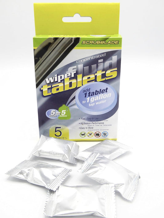 Scrubblade Windshield Wiper Fluid Tablets, Instant Car Windshield Cleaner, Window Glass Cleaner, 5-Pack