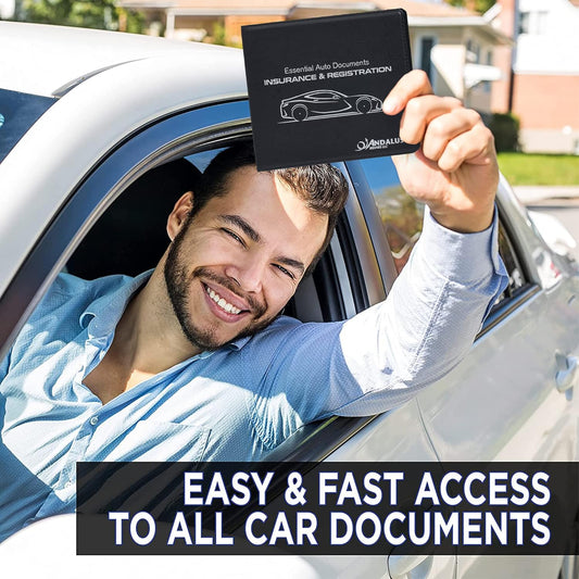 Andalus Auto Registration & Insurance Card Holder Pack of 2, Waterproof Essential Car Registration Holder with Hook & Loop Closure, Perfect for Every Vehicles Glove Boxes (White - 5 1/8" x 4 5/8")