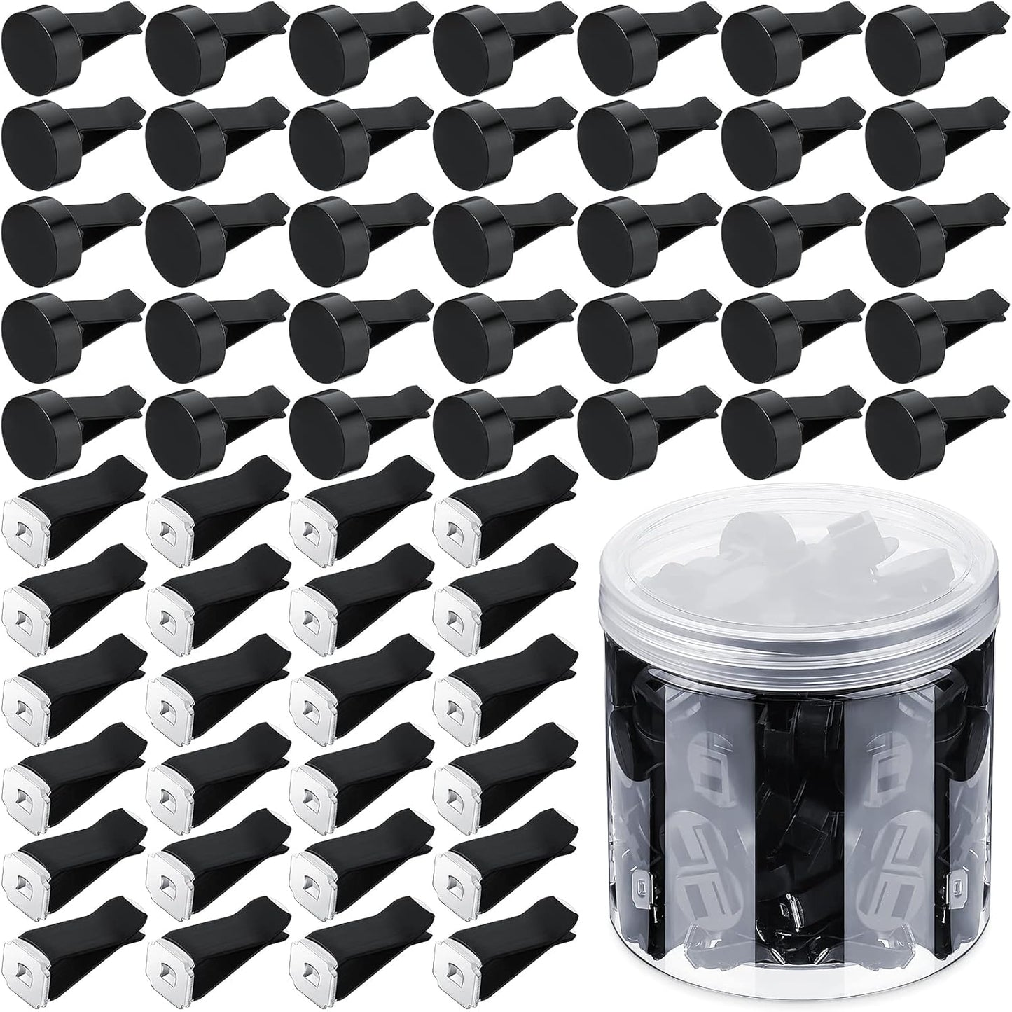 100 Pcs Metal Car Air Vent Clips with Plastic Slot Head Auto Freshener Clips Perfume Clip Replacement Air Conditioner Outlet Clips for Office Home, Black, 40 x 24 mm