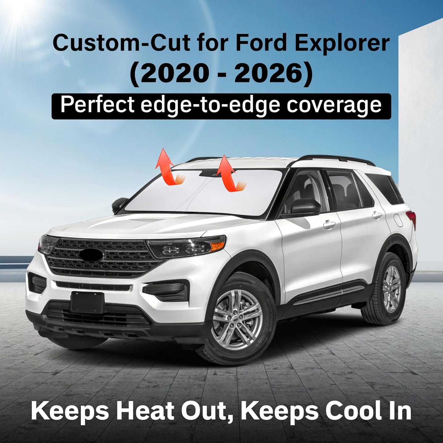 EcoNour Car Windshield Sun Shade | 2025 Upgraded Innovative No-Light-Pass Technology for Maximum Coverage | Foldable Sun Shade Keeps Your Vehicle Cool | Must-Have Car Accessories | Small (59" x 29") - Colors D