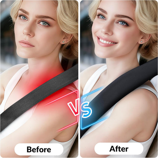 Extra Long Car Seat Belt Cover, 2Pack Waterproof Seatbelt Shoulder Pad for Comfortable Driving, Soft Seatbelt Strap Covers for Adults Kids Women & Men, Machine Washable, Grey