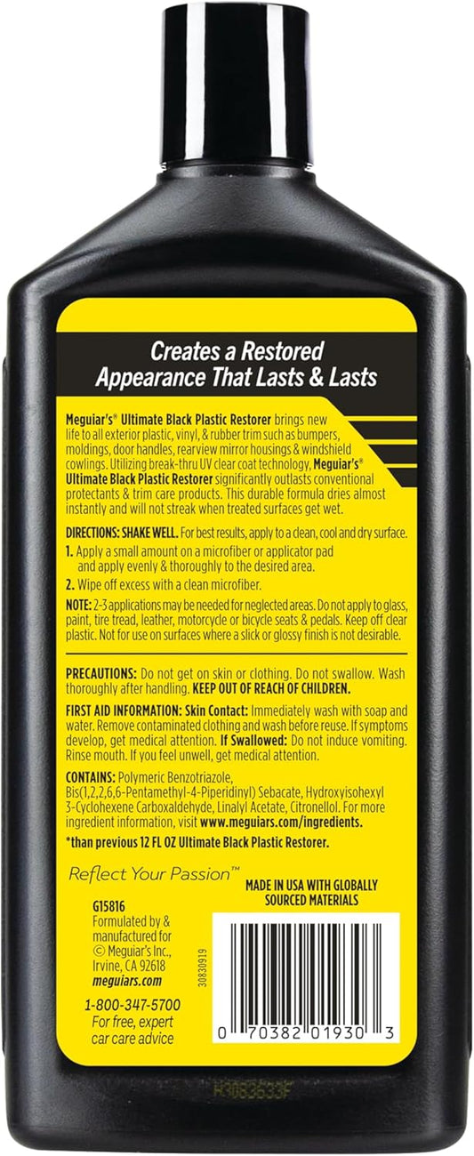Meguiar's Ultimate Black Plastic Restorer, 16OZ BT, 6/CV