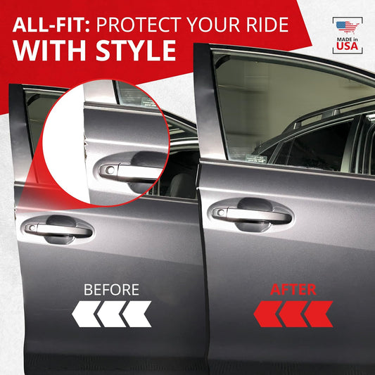 All-Fit Automotive Car Door Edge Protector – Universal DIY Edge Trim to Prevent Scratches & Dings – Flexible Adhesive Molding Trim for Cars, Trucks & SUVs (10 Ft - Black)