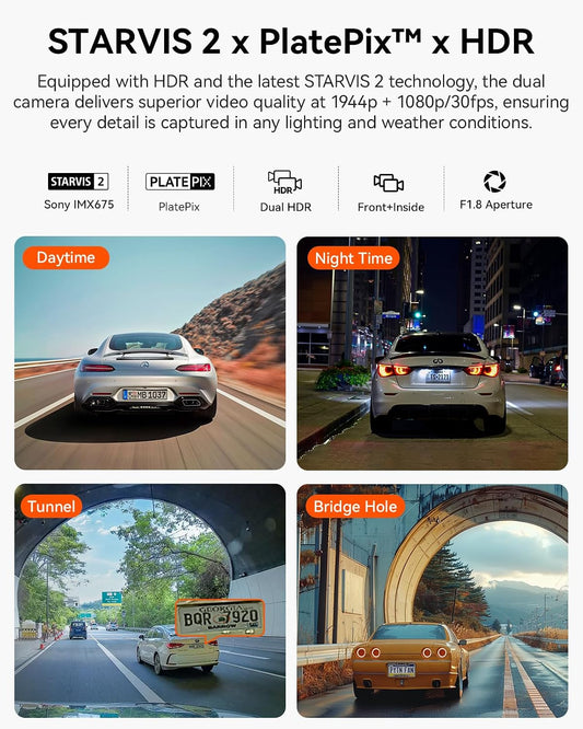 Vantrue N2X 2.7K Dash Cam Front and Inside, 5G WiFi Dual Dash Camera for Car with HDR IR Night Vision, STARVIS 2, GPS, 2.5K/60FPS, G-Sensor, 24/7 Parking Mode, Voice Control, Support 512GB Max