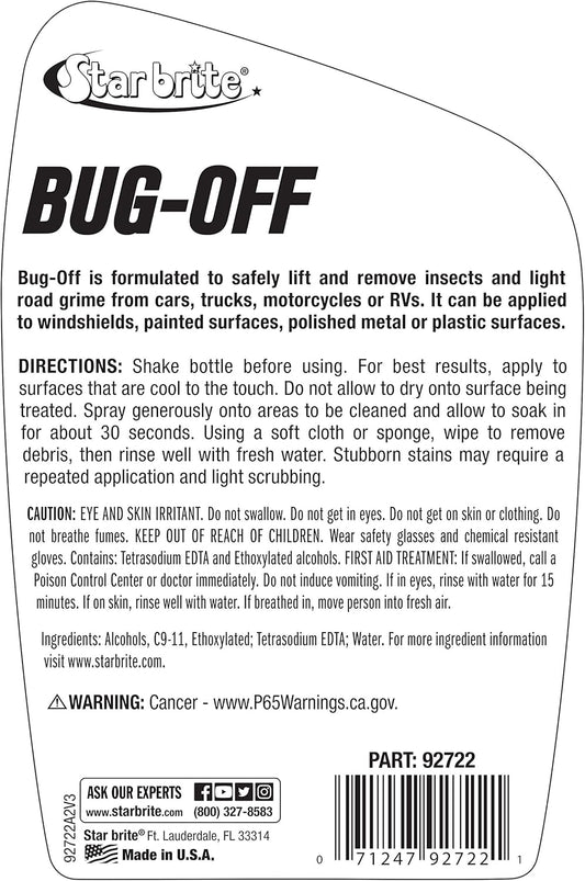 STAR BRITE Bug-Off - Bug Bit & Road Grime Remover for Cars, Trucks, Motorcycles, RVs - Excellent for Glass, Paint, Plastic & Metal