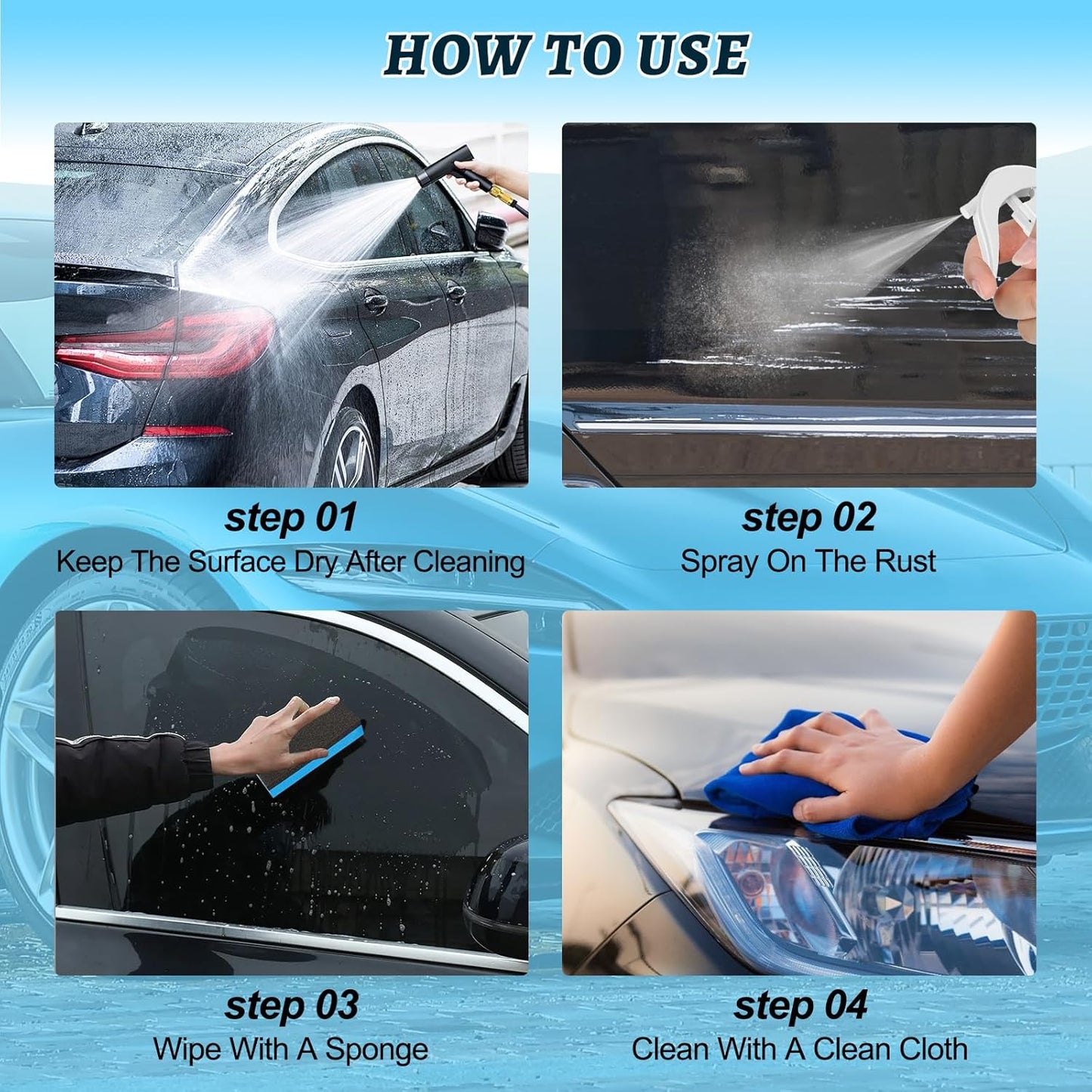 Car Rust Removal Spray,Iron Powder Remover,Rustout Instant Remover Spray,Multifunctional Paint Cleaner Car Maintenance Powder Spray Rust Remover Iron Cleaning,Iron Powder Remover for Car (3PCS*100ML)