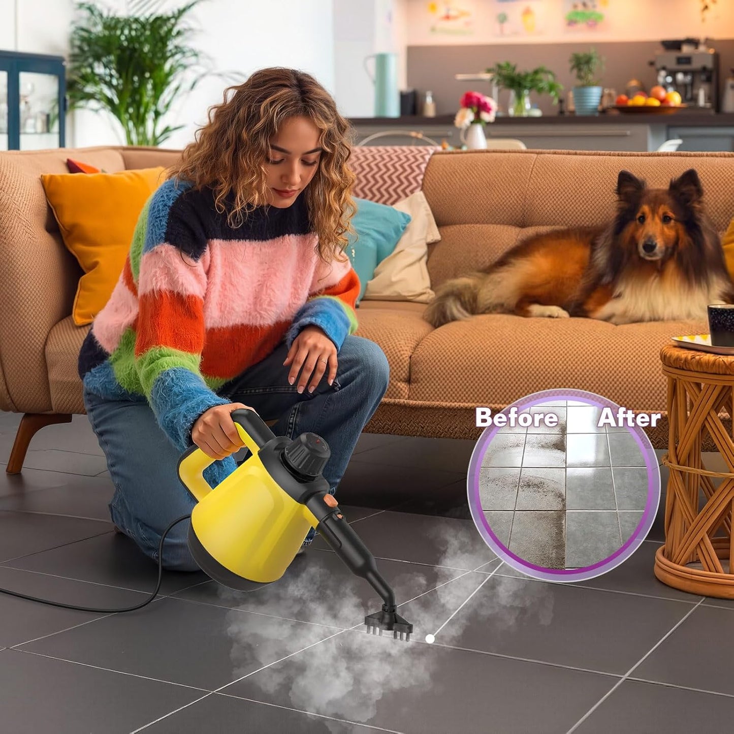 Steam Cleaner, Handheld Steam Cleaner for Home, 1200W Multi-Surface Steamer for Cleaning with 10 Tools, Deep Cleaning for Bathrooms, Kitchens, Upholstery, Windows, Shower, Tile, Grout and Car