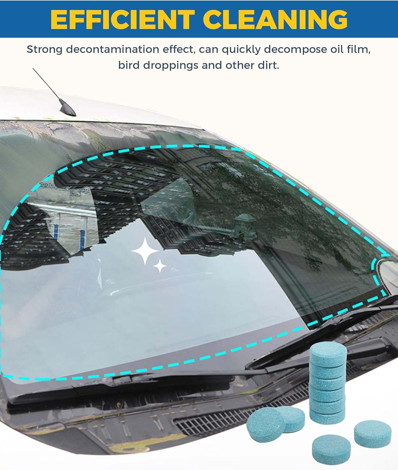50PCS Windshield Washer Fluid,Windshield Washer Tablets,Car Accessories Windshield Washer Fluid Concentrate,Car Windshield Washer Fluid,Automotive Glass Cleaner,Use for Remove Windshield Stains