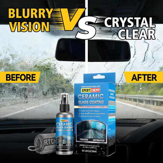 XPERTCHEMY Ceramic Rain Repellant Windshield, Glass Coating Spray, Hydrophobic Protective Formula, Advanced Rain Windshield Water Repellent for Cars, Mirrors and Other Glass Surfaces