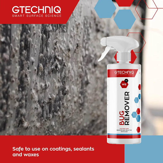 Gtechniq W8 Bug Remover for Cars 250ml | Non-Caustic Cleaner Removes Tough Bug Splatter and Stains, Safe on All Surfaces