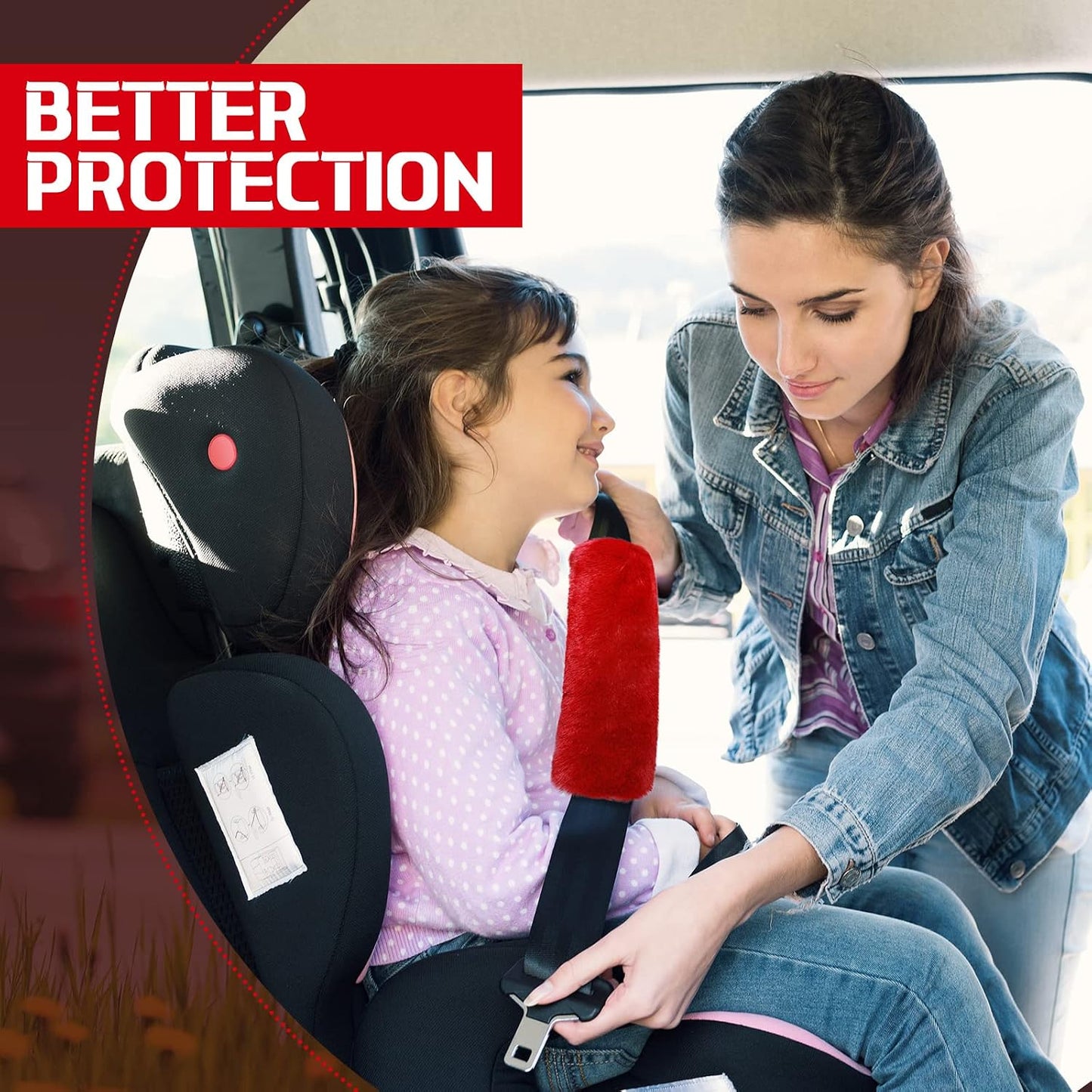 Boao 4 Pack Faux Sheepskin Car Seat Belt Pads Seatbelt Protector Soft Seat Belt Shoulder Strap Cover Comfort Harness Pad(Black, 9.9 Inch)