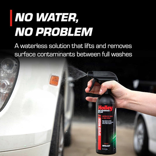 Holley Speed Wash - Waterless Wash & Wax Spray - High-Performance Car Care, Exterior Cleaning Solution with Carnauba Wax - Works on All Surfaces, for All Car Types - 16 oz.