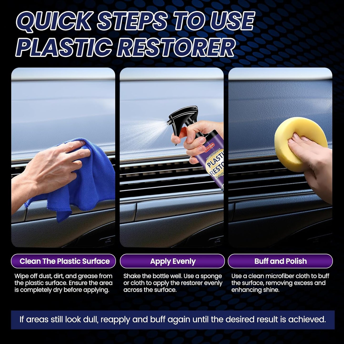 Black Plastic Restorer for Cars - Ceramic Trim Coating Restores Faded Black Trim, Vinyl & Rubber | UV Protection & Deep Shine Polish | Long-Lasting Flexibility Renewal (5oz/150ml)