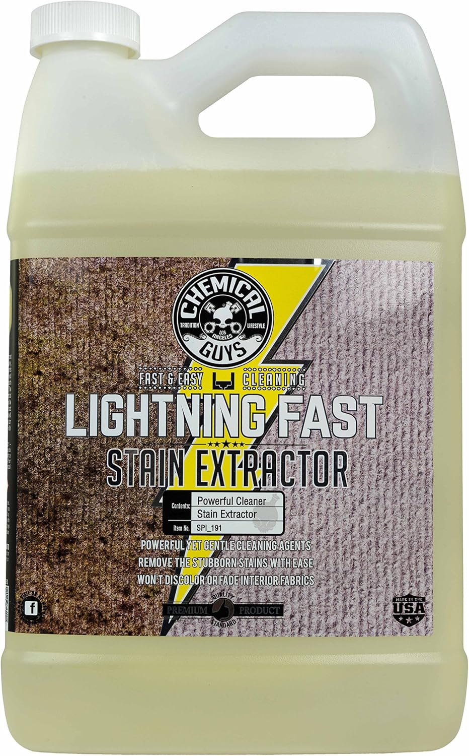 Chemical Guys Lightning Fast Carpet and Upholstery Stain Extractor - Chemical Guys Carpet Cleaner, Great for Fabric, Upholstery, Cars, Home, Office, Furniture, and More, Fresh Scent - 16 oz