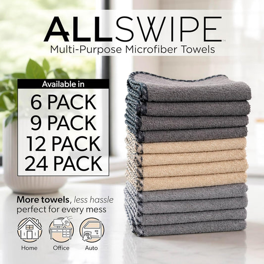 Chemical Guys AllSwipe Multi-Purpose Microfiber Towels for Cars, Microfiber Cleaning Cloth Multi Color Drying Towels Car Detailing for Wash Interior and Glass, 14 x 12 Inch - 12 Pack