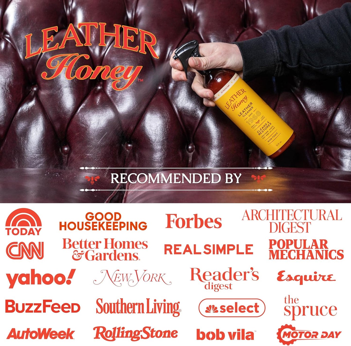 Leather Honey Leather Cleaner: Non-Toxic Leather Care Made in the USA Since 1968. Deep Cleans Leather, Faux & Vinyl - Couches, Car Seats, Purses, Tack, Shoes & Bags. Safe Any Colors & White Leather