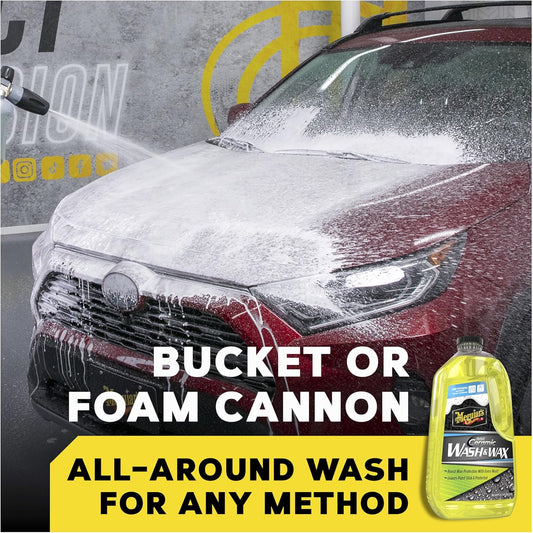 Meguiar's Hybrid Ceramic Wash & Wax - Sophisticated Car Wash Gently Cleans and Adds Shine and Slickness While Boosting Paint with Hybrid Ceramic Wax and Extreme Water Beading - 48oz