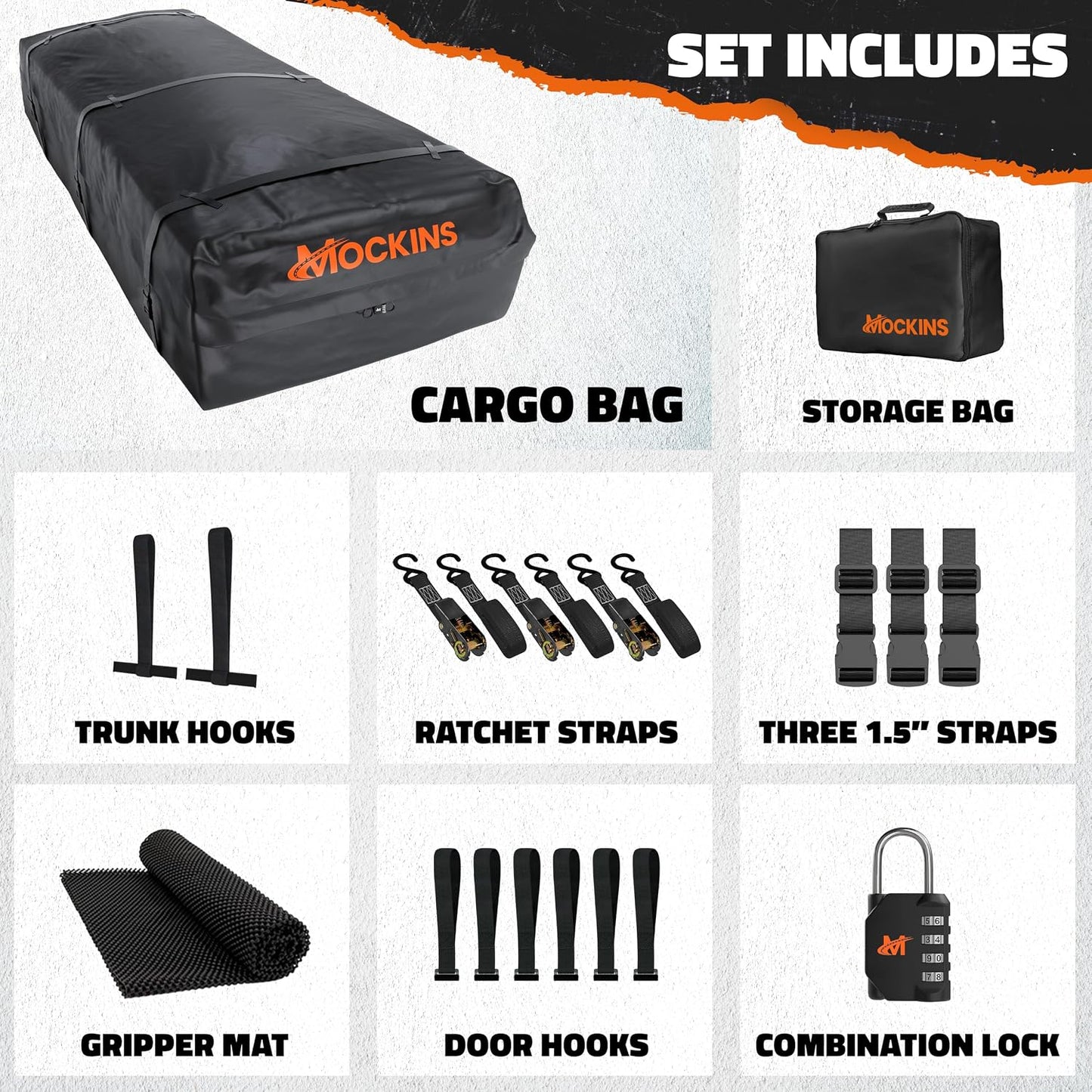 Mockins 35 Cu Ft XL All-Weather Car Rooftop Cargo Carrier Bag 80"x40"x19" | Vehicle Soft-Shell Carriers for Vehicles With or Without Roof Racks | Secure Luggage Bag for Car Roof Storage & Accessories