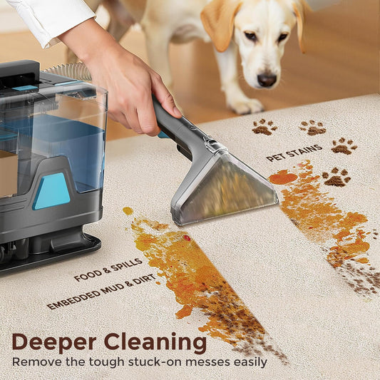 DEVOAC C8 Portable Carpet Upholstery Spot Cleaner Machine with Versatile Tools, Self-Cleaning, Powerful Suction, Pet Stain Remover, Car and Auto Detailer (Cyan)