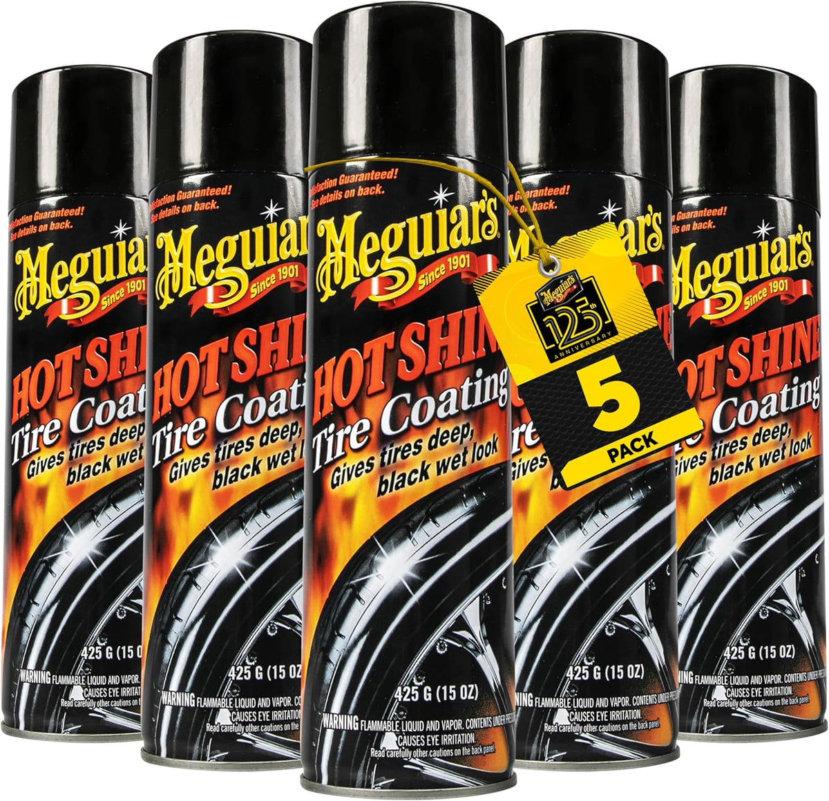 Meguiar's G13815 Hot Shine High Gloss Tire Coating - 15 Oz Spray Can (Pack of 5)