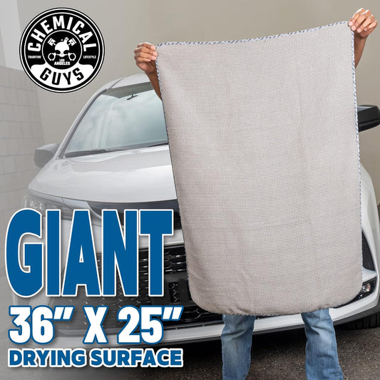 Chemical Guys Waffle Weave Gray Matter Microfiber Drying Towel 2 Pack, Huge Car Drying Towels for Faster Coverage on Paint, Glass, Wheels, and Trim, Streak Free Drying for Cars, Trucks, and SUVs