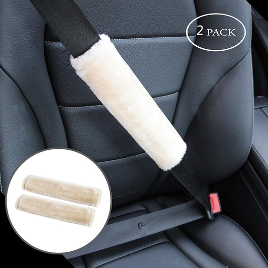 Amooca Soft Faux Fur Universal Fit Seatbelt Cover Car Truck SUV Airplane Seat Belt Shoulder Pad for Carmera Backpack Straps Neck Cushion Protector 2 Pack 10.5in Dark Gray