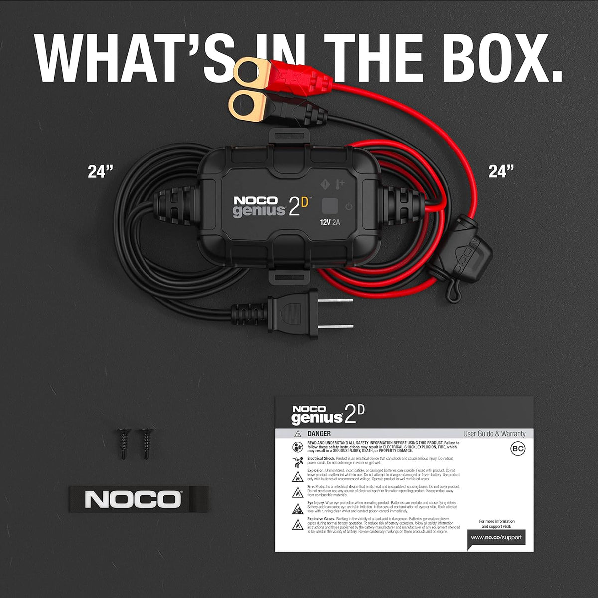 NOCO GENIUS2D: 2A 12V Smart Onboard Battery Charger - Direct-Mount Automatic Maintainer, Trickle Charger & Desulfator with Overcharge Protection & Temperature Compensation β for Lead-Acid Batteries