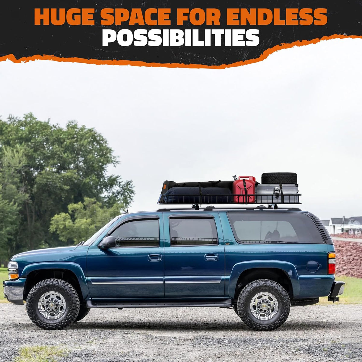 Mockins 16 Cu Ft Weatherproof No Rack Rooftop Cargo Carrier Bag 45"x34"x18" | Rooftop Cargo Bag for Top of Car | Car Topper Luggage Carrier Waterproof Set w/ Accessories | Vehicle Soft-Shell Carriers