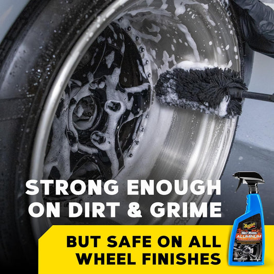Meguiar's Hot Rims Aluminum Wheel Cleaner, Deep Foaming Rim Cleaner Spray Formulated to Effectively Clean Uncoated Polished Aluminum, Anodized, and Powder-Coated Wheels, 24 Oz