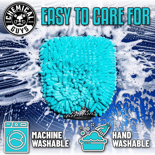 Chemical Guys MIC513 Big Noodle Chenille Microfiber Scratch Free Supersized Car Wash Mitt for Cars, Trucks, SUVs, RVs & More, Turquoise (11" x 12")