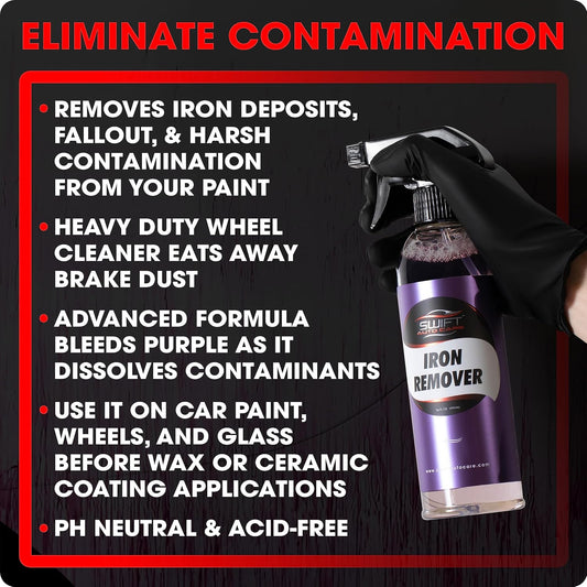 Swift Iron Remover & Wheel Cleaner (16 Oz) – Remove Brake Dust, Iron Oxide & Stuck-On Dirt & Debris from Paint & Wheels | Effective Formula for Decon Car Wash | Preps Paint for Wax Coatings