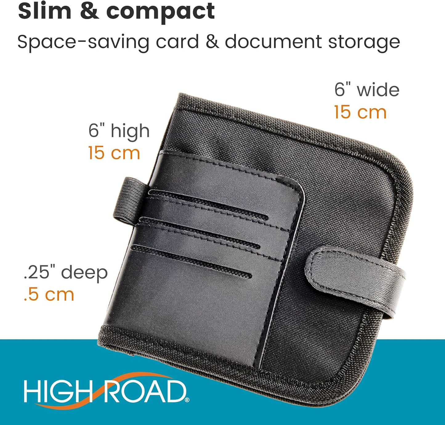 High Road Car Visor Organizer and Registration and Insurance Card Holder with Clear Document Pockets and 3 Card Holders - Vehicle Document Holder for Visor, Glove Box or Console