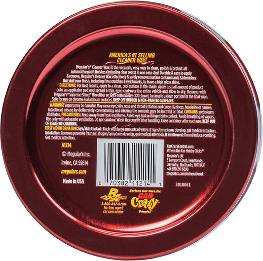 Meguiar's Cleaner Wax, Easy-to-Use Paste Wax that Removes Light Defects, Protects Single Stage Paint/Clear Coat, and Leaves a Glossy Shine in One Step, 11 Oz