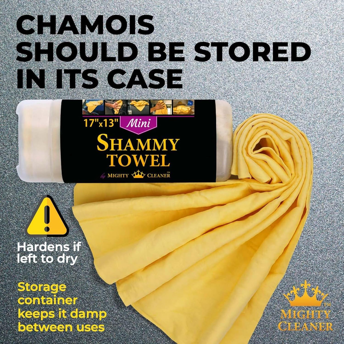 Premium 2pk Mini +1 Free Shammy Cloth for Car Drying - 17”x13” - Super Absorbent Chamois Towel for Car - Scratch-Free, Reusable & Soft Cleaning Towel