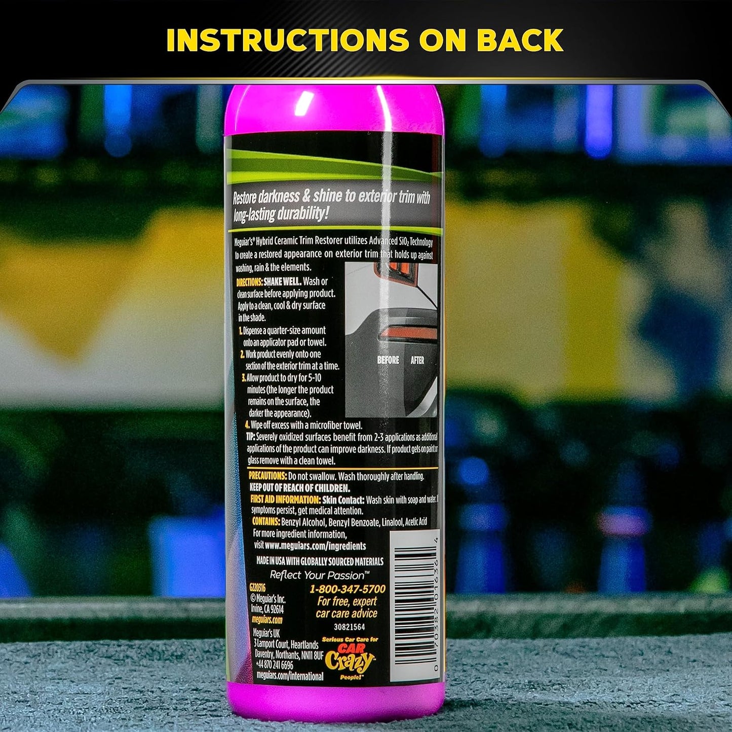 Meguiar's Hybrid Ceramic Trim Restorer, Car Trim Restorer For Diy Drivers And Detailers, Restores & Protects Faded Exterior Plastic, Vinyl & Rubber On Cars, Suvs & Trucks