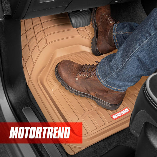 Motor Trend FlexToughXL Floor Mats for Cars Full Set, All-Weather Rubber Automotive Floor Mats, Waterproof Heavy Duty Car Mats, Flexible Floor Liners for Car Truck Van SUV, Car Floor Mats (Black)