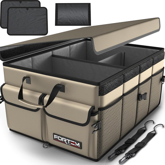 FORTEM Trunk Organizer For SUV Car Trunk Organizer, Foldable Storage, Car Accessories for Women Men, Collapsible Bag, 600D Oxford, Non Slip Bottom, Straps, Soft Cover (65L)