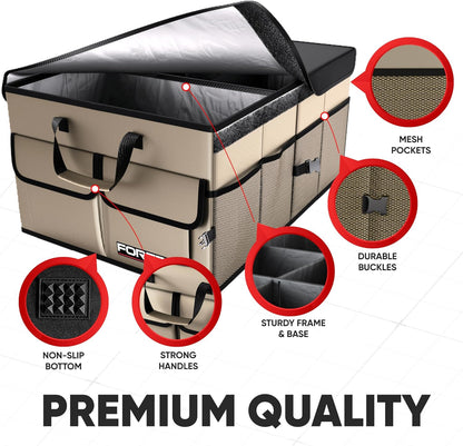 FORTEM Trunk Organizer For SUV Car Trunk Organizer, Foldable Storage, Car Accessories for Women Men, Collapsible Bag, 600D Oxford, Non Slip Bottom, Straps, Soft Cover (65L)