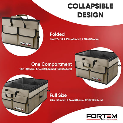 FORTEM Trunk Organizer For SUV Car Trunk Organizer, Foldable Storage, Car Accessories for Women Men, Collapsible Bag, 600D Oxford, Non Slip Bottom, Straps, Soft Cover (65L)