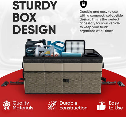 FORTEM Trunk Organizer For SUV Car Trunk Organizer, Foldable Storage, Car Accessories for Women Men, Collapsible Bag, 600D Oxford, Non Slip Bottom, Straps, Soft Cover (65L)