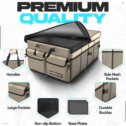 FORTEM Trunk Organizer For SUV Car Trunk Organizer, Foldable Storage, Car Accessories for Women Men, Collapsible Bag, 600D Oxford, Non Slip Bottom, Straps, Soft Cover (65L)