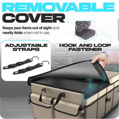 FORTEM Trunk Organizer For SUV Car Trunk Organizer, Foldable Storage, Car Accessories for Women Men, Collapsible Bag, 600D Oxford, Non Slip Bottom, Straps, Soft Cover (65L)