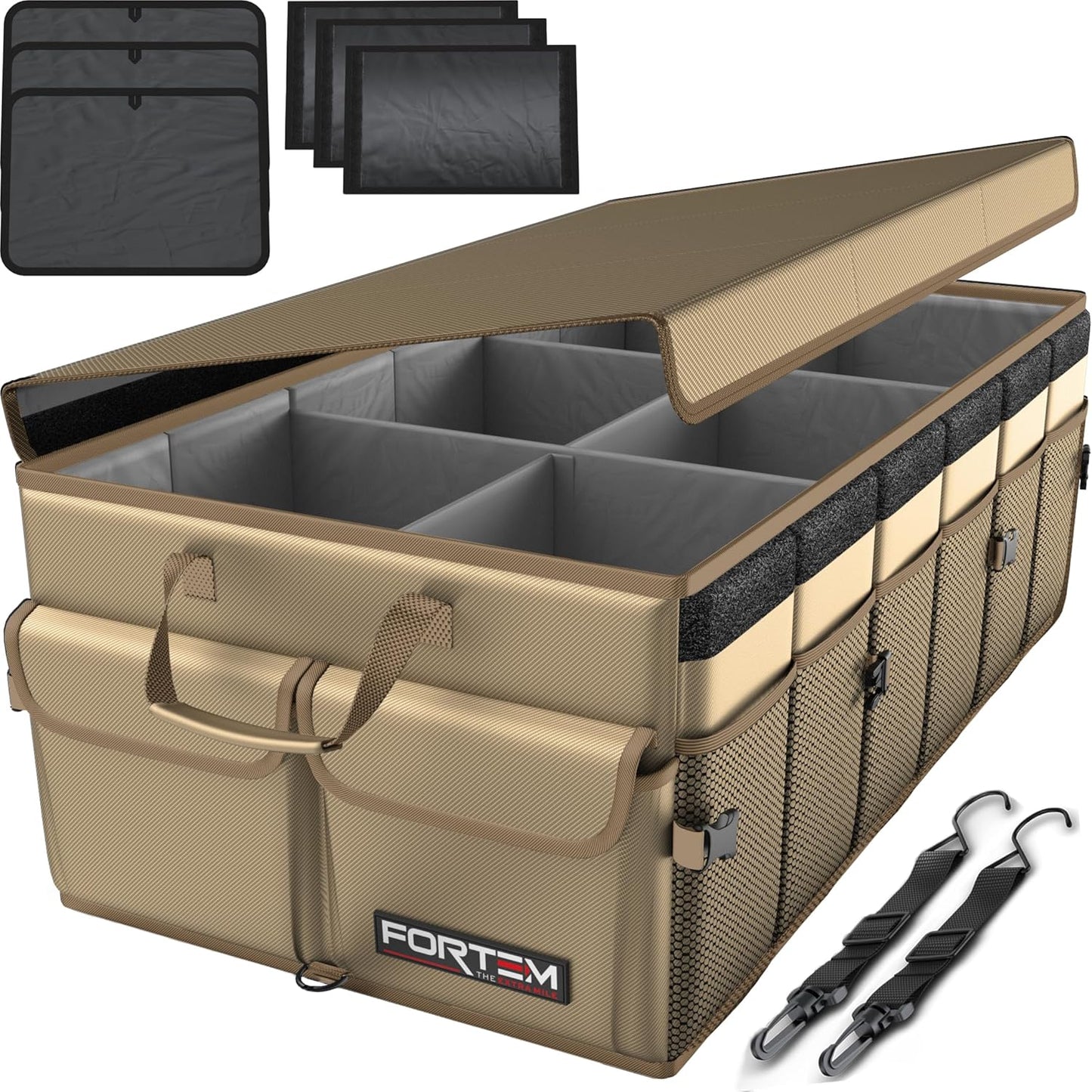 FORTEM Trunk Organizer For SUV Car Trunk Organizer, Foldable Storage, Car Accessories for Women Men, Collapsible Bag, 600D Oxford, Non Slip Bottom, Straps, Soft Cover (65L)