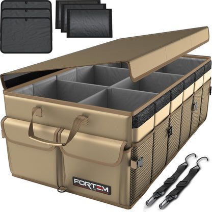 FORTEM Trunk Organizer For SUV Car Trunk Organizer, Foldable Storage, Car Accessories for Women Men, Collapsible Bag, 600D Oxford, Non Slip Bottom, Straps, Soft Cover (65L)