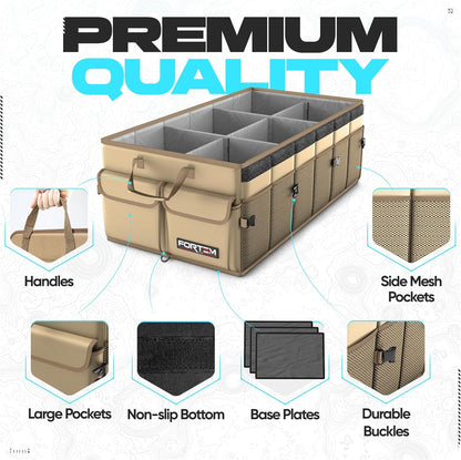 FORTEM Trunk Organizer For SUV Car Trunk Organizer, Foldable Storage, Car Accessories for Women Men, Collapsible Bag, 600D Oxford, Non Slip Bottom, Straps, Soft Cover (65L)