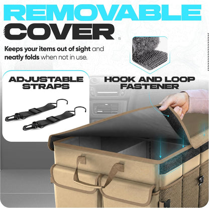 FORTEM Trunk Organizer For SUV Car Trunk Organizer, Foldable Storage, Car Accessories for Women Men, Collapsible Bag, 600D Oxford, Non Slip Bottom, Straps, Soft Cover (65L)