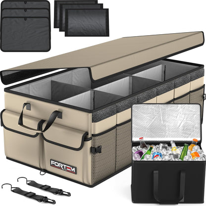 FORTEM Trunk Organizer For SUV Car Trunk Organizer, Foldable Storage, Car Accessories for Women Men, Collapsible Bag, 600D Oxford, Non Slip Bottom, Straps, Soft Cover (65L)