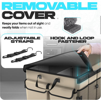 FORTEM Trunk Organizer For SUV Car Trunk Organizer, Foldable Storage, Car Accessories for Women Men, Collapsible Bag, 600D Oxford, Non Slip Bottom, Straps, Soft Cover (65L)